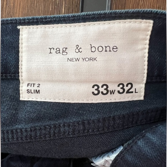 NEW RAG & BONE Slim Fit Dark Indigo Authentic Stretch Jean Size:33 W - Picture 3 of 5